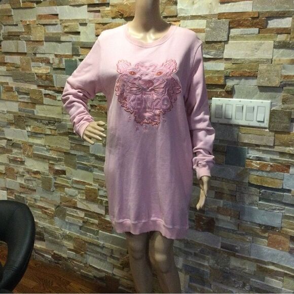 KENZO Light Pink Logo Sweatshirt Dress - Picture 1 of 11